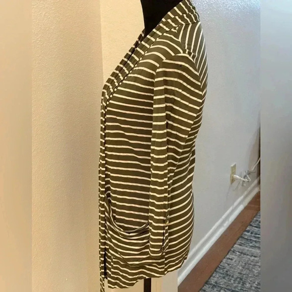 H.I.P. Green & White Striped Open Front Cardigan - Picture 4 of 6
